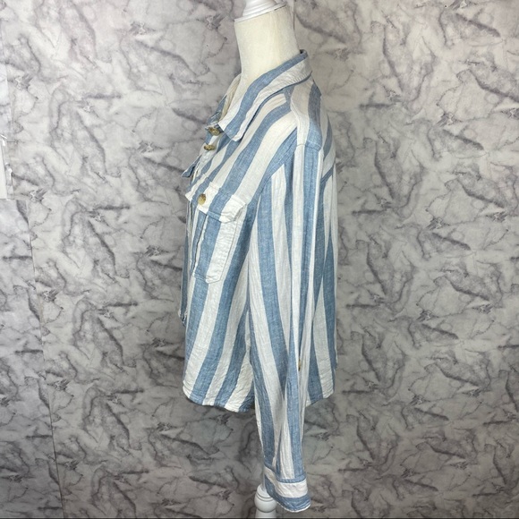 American Eagle Cropped Linen Blouse - Picture 2 of 8